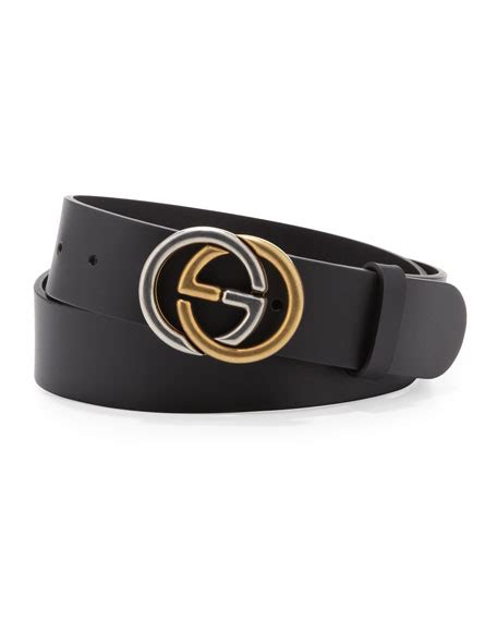 gucci belt with two-tone interlocking g buckle black|gucci double g belt black.